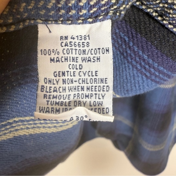 Polo Ralph Lauren Blue Plaid Flannel Shirt Small S Button Front Workwear Western - Picture 5 of 6